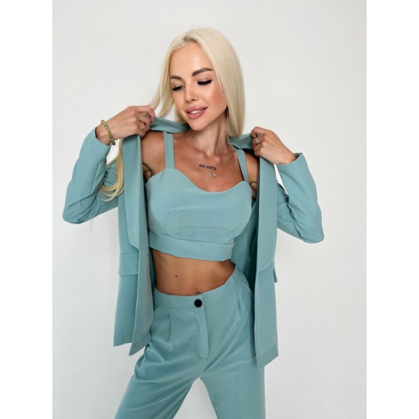 Костюм женский костюмный комплект с топом фисташковый F-Girl