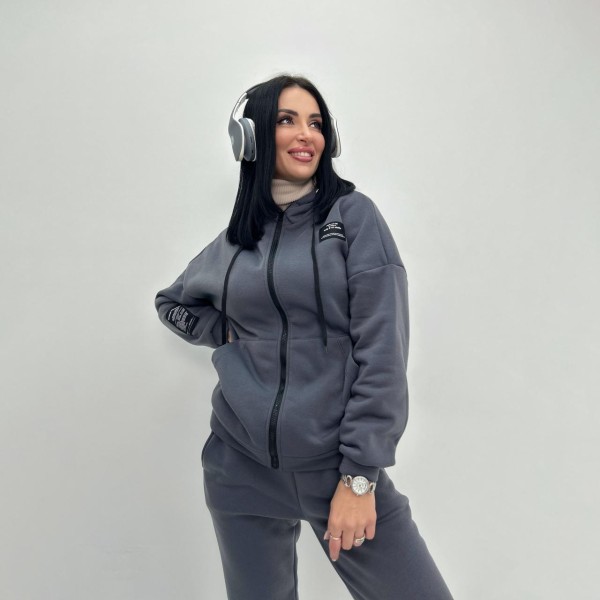 Костюм женский трикотажный на молнии теплый графит F-Girl