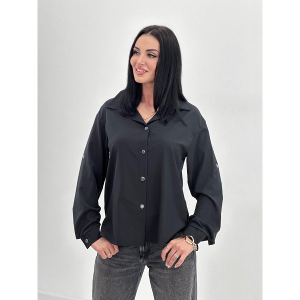 Рубашка женская софтовая свободная черная F-Girl