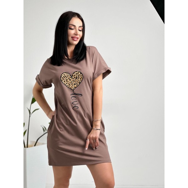Платье женское летнее мини хлопок мокко F-Girl