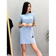 Платье женское повседневное мини кулир голубое