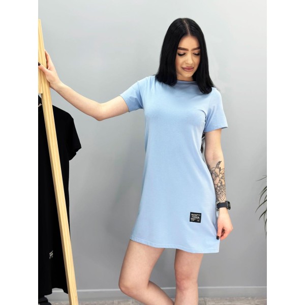 Платье женское повседневное мини кулир голубое F-Girl