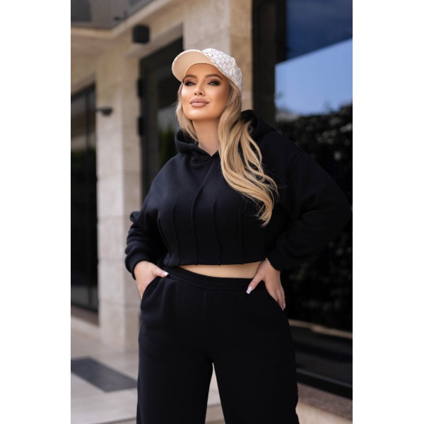 Костюм жіночий трикотажний спортивний на флісі чорний F-Girl