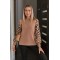 Кофта жіноча трикотажна з леопардовими рукавами капучино F-Girl