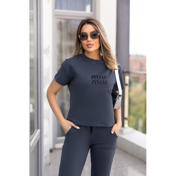 Спортивный костюм женский трикотажный свободный графитовый F-Girl