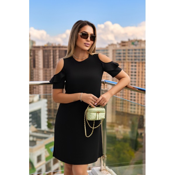 Платье женское летнее с вырезами софт черное F-Girl