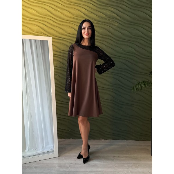 Платье женское вечернее прозрачное шоколадное F-Girl