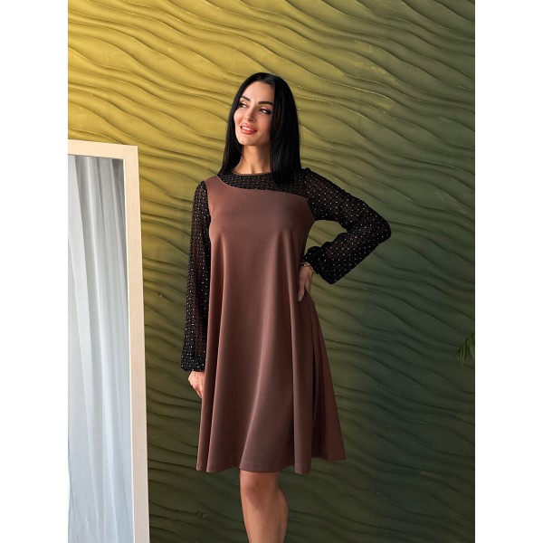 Платье женское вечернее прозрачное шоколадное F-Girl