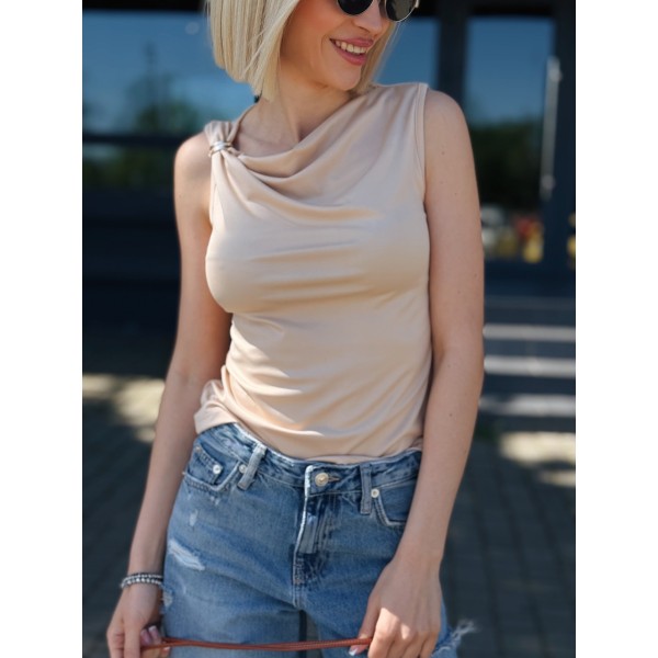 Топ жіночий літній асиметричний кулір бежевий F-Girl