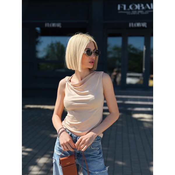 Топ жіночий літній асиметричний кулір бежевий F-Girl