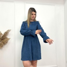 Платье женское высокой талии вельвет джинсовое
