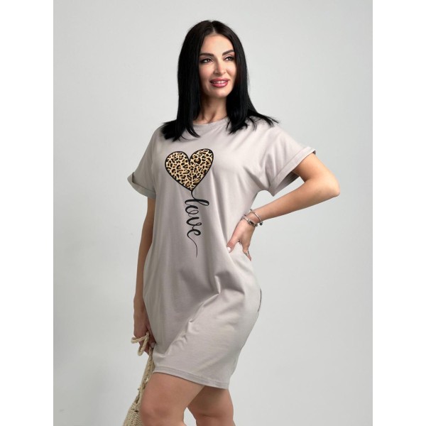 Платье женское летнее мини хлопок серое F-Girl