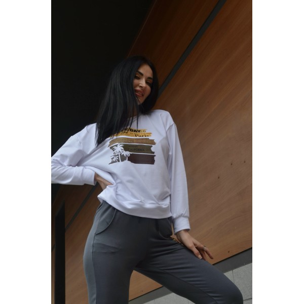 Костюм женский трикотажный демисезонный белый F-Girl