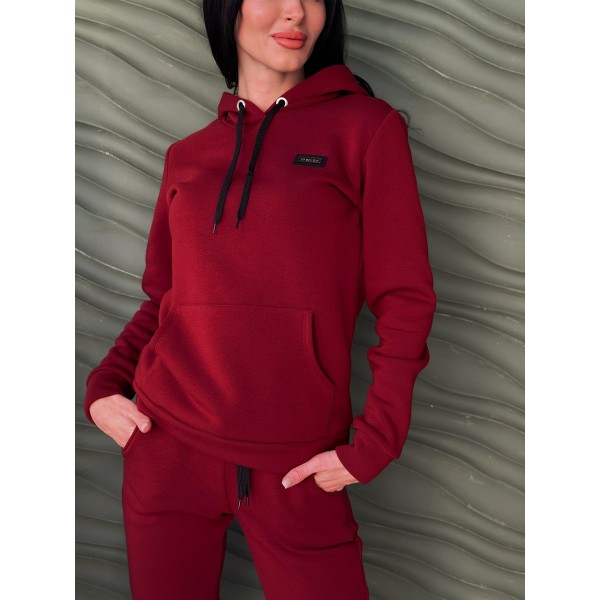 Костюм женский трикотажный теплый на флисе марсала F-Girl