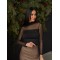 Лонгслив женский приталенный микродайвинг черный F-Girl