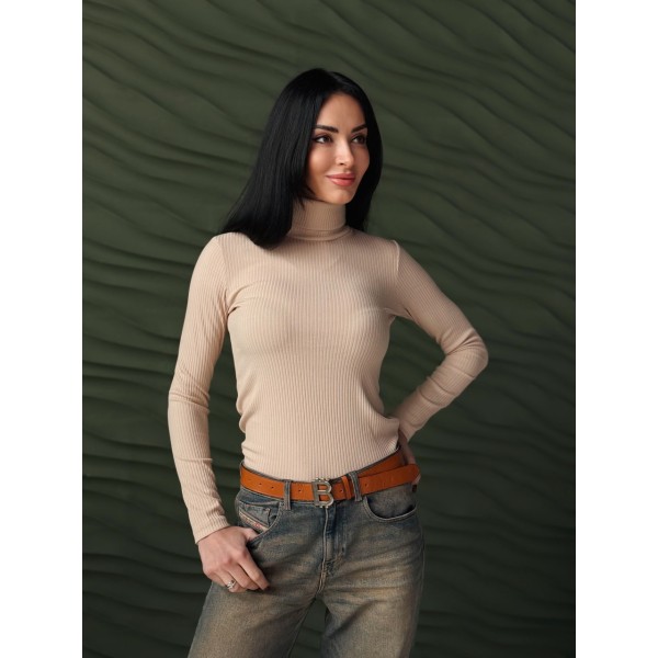 Гольф жіночий трикотаж мустанг бежевий Fashion Girl