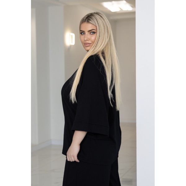 Костюм женский оверсайз двунитка черный F-Girl