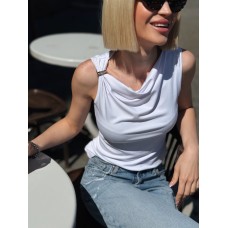 Топ женский летний асимметричный кулир белый