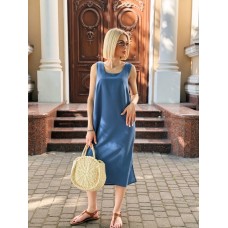 Платье женское льняное длинное джинсовое