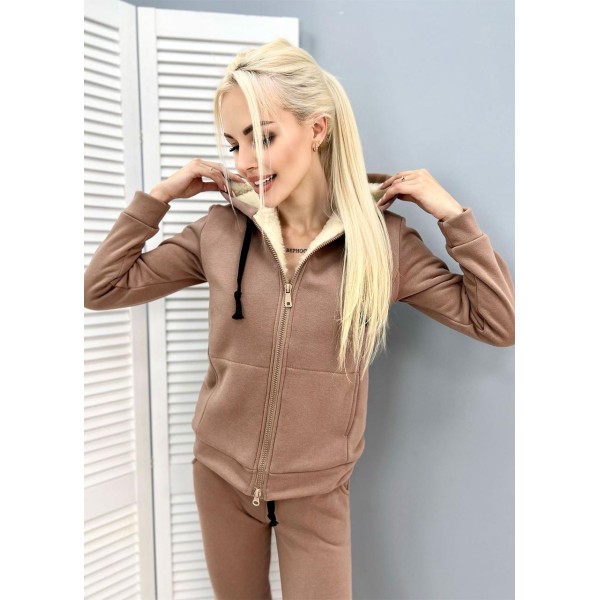 Костюм жіночий тринитковий теплий зимовий капучино F-Girl