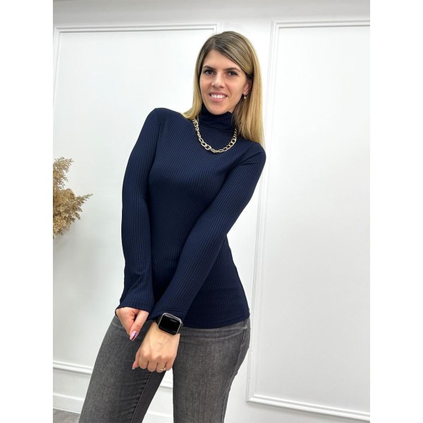 Гольф жіночий трикотаж в рубчик темно-синій Fashion Girl