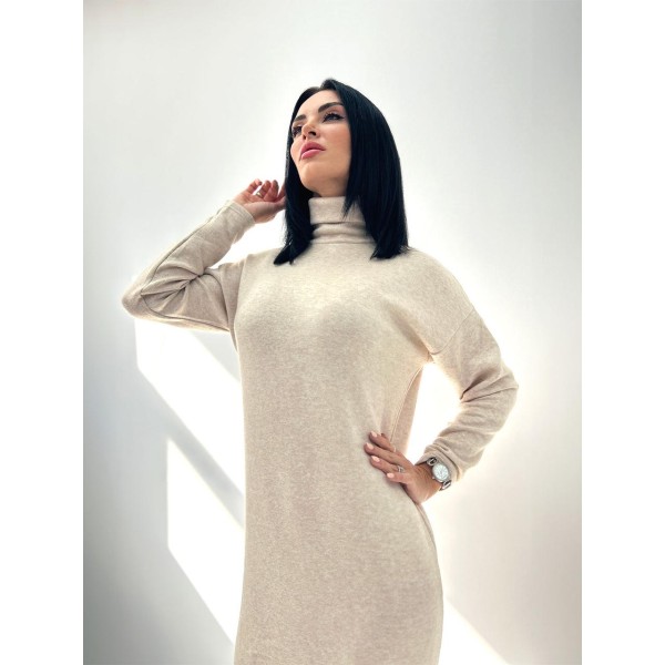 Платье женское тёплое миди ангоровое бежевое F-Girl