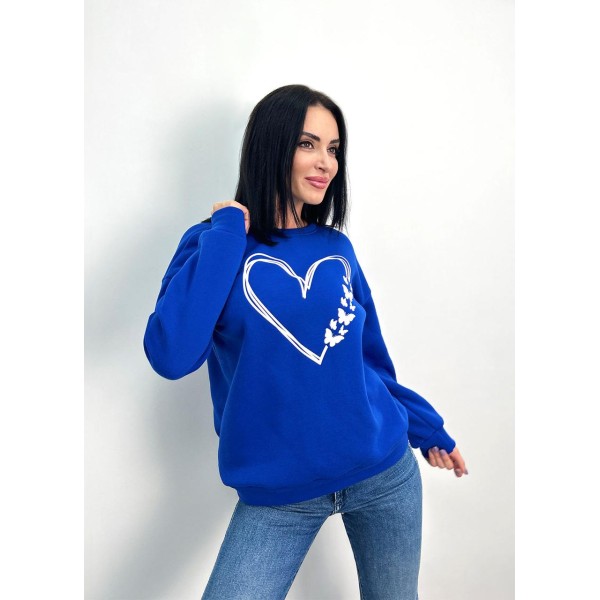 Свитшот женский трикотажный яркий на флисе электрик F-Girl