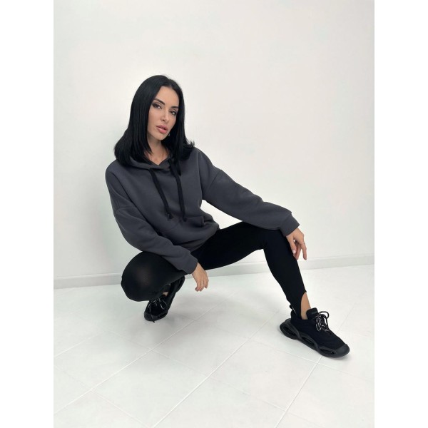 Худі жіноче вільне тринитка графіт F-Girl