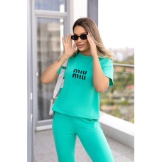 Спортивный костюм женский трикотажный летний мятный