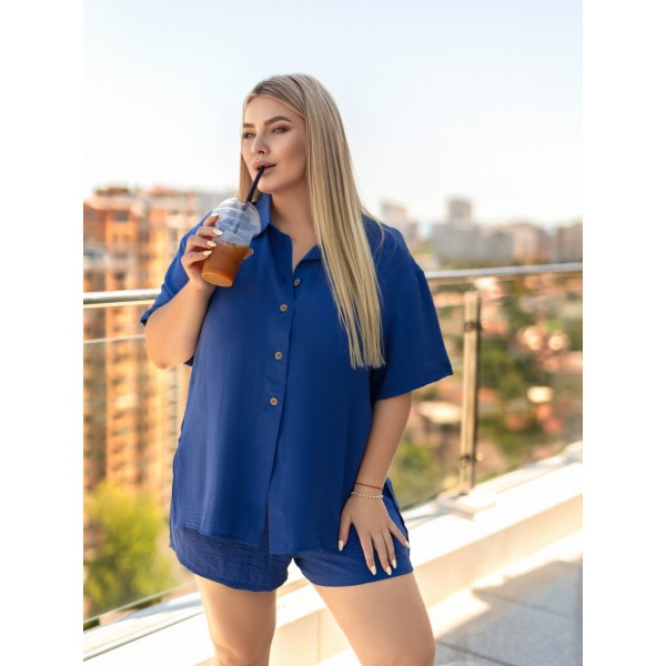 Костюм женский креповый легкий свободный джинсовый F-Girl