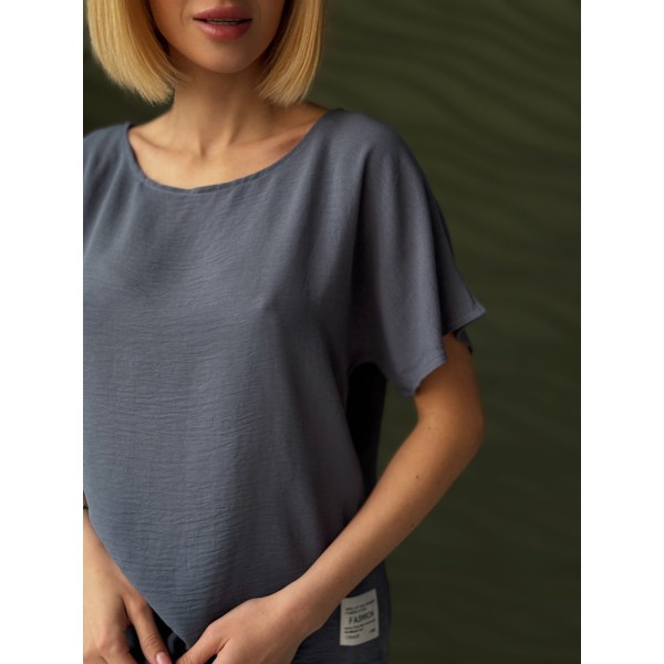 Костюм женский спортивный My day креп-жатка графитовый F-Girl