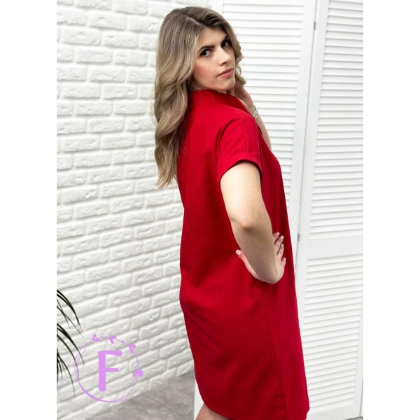 Платье женское летнее лен красное F-Girl