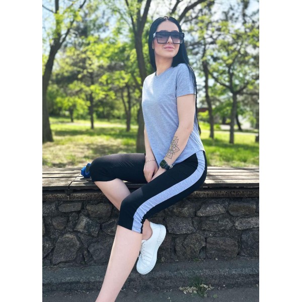 Спортивний костюм жіночий бавовняний з бриджами сірий F-Girl