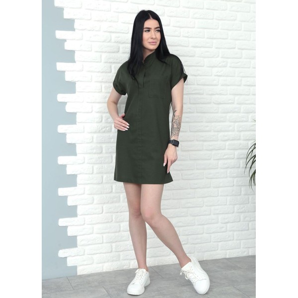 Платье женское летнее свободное лен хаки F-Girl