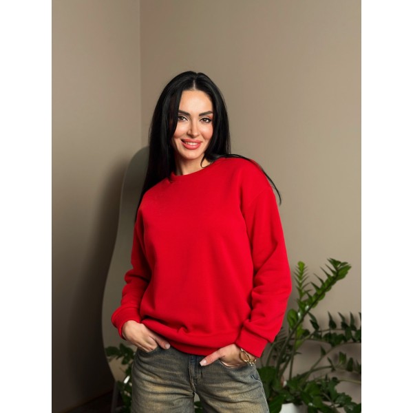 Світшот жіночий тринитковий на флісі оверсайз червоний F-Girl