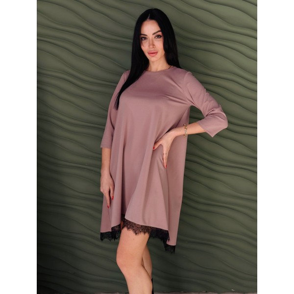 Платье женское кружевное крепдайвинг капучино F-Girl