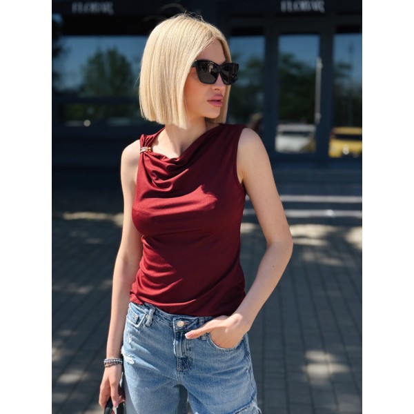 Топ жіночий асиметричний бавовна бордовий F-Girl