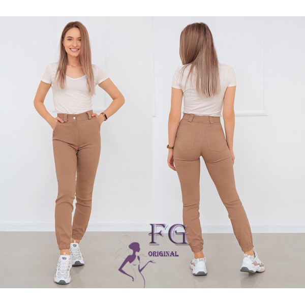 Джоггеры женские из бенгалина спортивные бежевые F-Girl