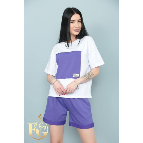 Літній костюм жіночий бавовняний шорти фіолетовий F-Girl