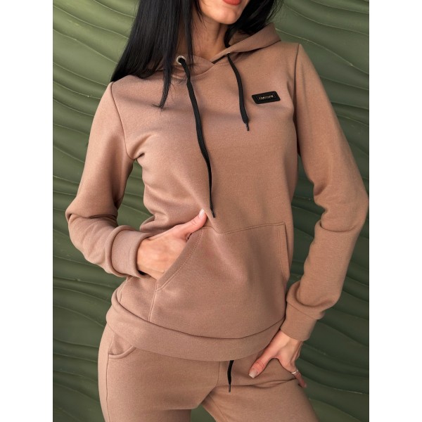 Костюм женский трикотажный теплый на флисе капучино F-Girl