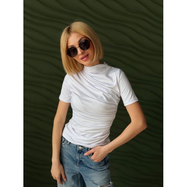 Футболка жіноча приталена мікродайвінг біла F-Girl