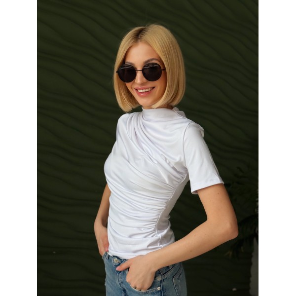 Футболка жіноча приталена мікродайвінг біла F-Girl