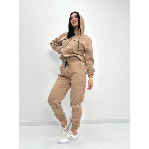 Костюм женский вельветовый уютный бежевый F-Girl
