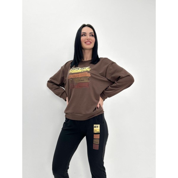 Костюм женский трикотажный динамичный батал черный F-Girl