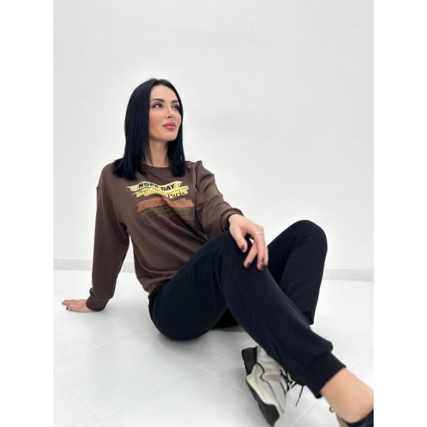 Костюм женский трикотажный динамичный батал черный F-Girl
