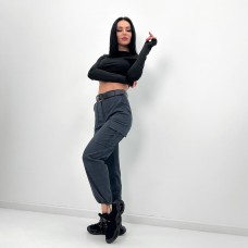Брюки женские вельветовые карго графитовые