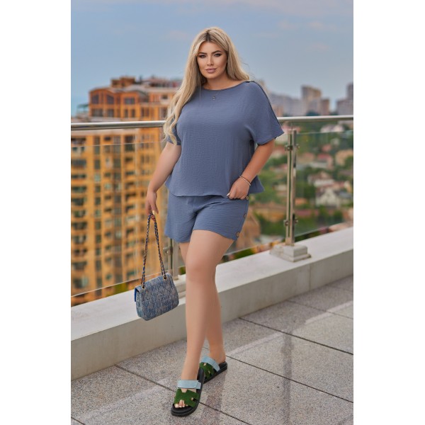 Костюм женский жатковый свободного кроя графит F-Girl