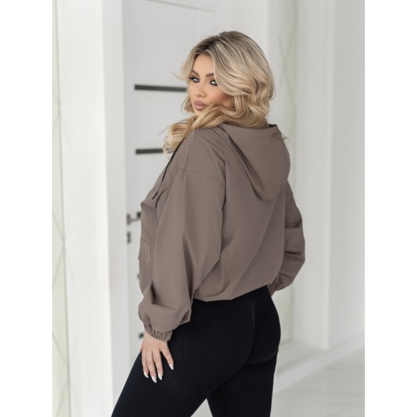 Вітровка жіноча з плащівки великого розміру капучино F-Girl