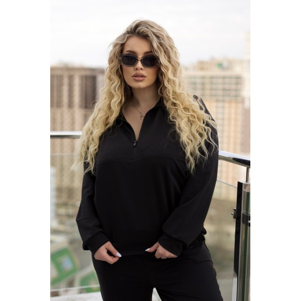 Костюм жіночий трикотажний спортивний на блискавці чорний F-Girl