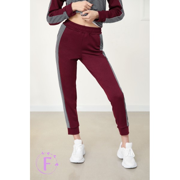 Костюм женский трикотажный с капюшоном и штанами марсала F-Girl